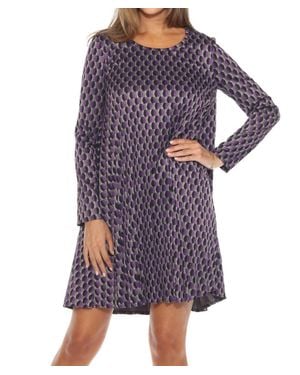 Joseph Ribkoff Geometric Knit Shift Dress - Purple