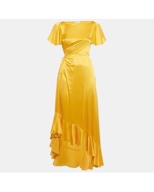 Cinq À Sept Cinq A Sept Silk Cut -Out Asymmetric Midi Dress - Yellow