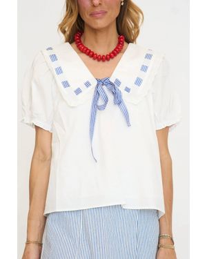 Sugarlips Miriam Gingham Sailor Top - White