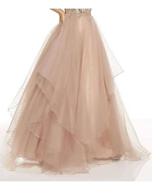 Alyce Paris Floral Applique Sleeveless Long Dress - Natural
