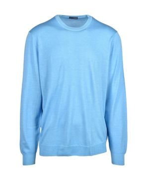 Drumohr Light Extrafine Merino Wool Crewneck Sweater - Blue