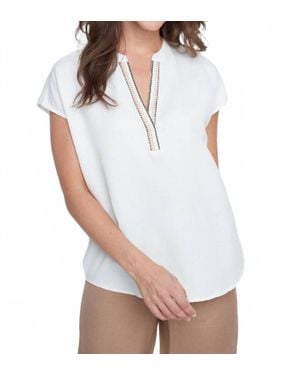 Renuar Short Sleeve V-Neck Blouse - White