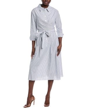 Teri Jon Pinstripe Wrap Dress - Gray