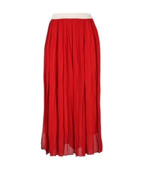 Semicouture Pleated Acetate-Silk Blend Midi Skirt - Red
