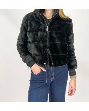 Furious Fur Casey Faux Fur Bomber Jacket - Black