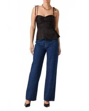 Astr Selena Peplum Top - Blue