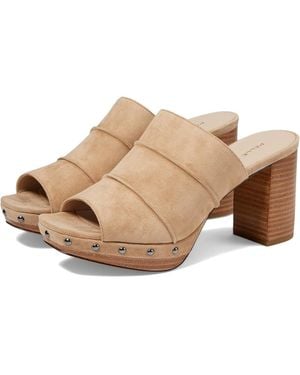 Pelle Moda Amery Sandals Suede Round Toe Block Heel Slip-On Jobb185 - Natural