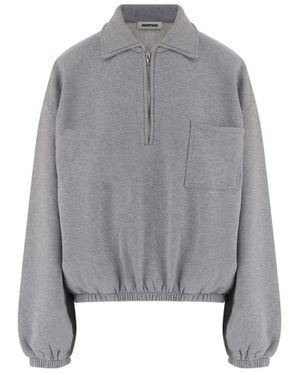 DARKPARK Light Half-Zip Chest Pocket Cotton Sweatshirt - Gray