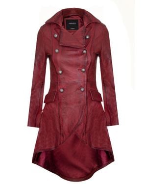 Infinity Leather Gothic Victorian Coat-Accra - Red