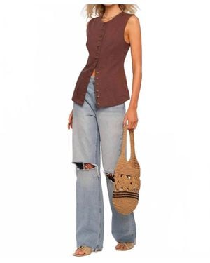 Heartloom Josette Button Down Sleeveless Vest - Brown