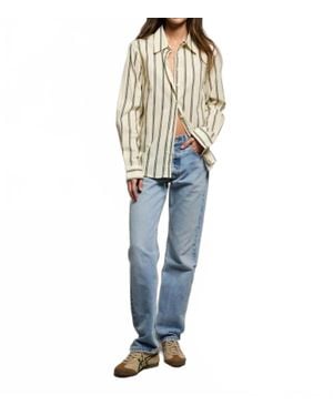 PERFECTWHITETEE Gisele Long Sleeve Button Up - Blue