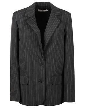 IRO Structured Dark Blazer With Classic Pinstripe Design - Black