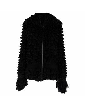 Roberto Cavalli Zip-Up Shearling Jacket - Black