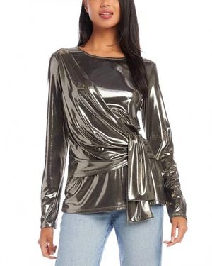 Karen Kane Marlene Drape Front Top - Gray