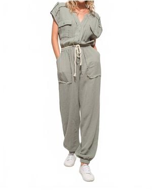 And The Why One More Time Utility Jumpsuit - Gray