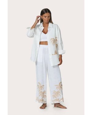 LUSANA Palma Embroidered Shirt - White