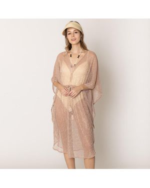 TRUEDAMES Lurex String Poncho - Natural