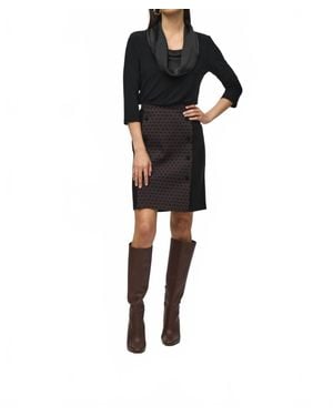 Joseph Ribkoff Geometric Jacquard A-Line Skirt - Black