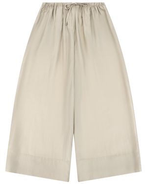 Entire studios Cropped Wide-Leg Pants With Elastic Waistband And Drawstring - Natural