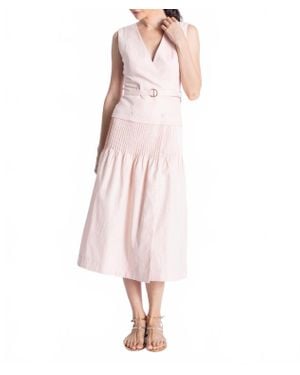 Karina Grimaldi Raven Linen Midi Dress - Pink