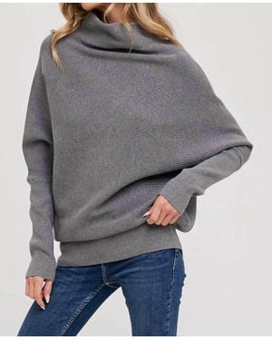 Bluivy Slouch Neck Dolman Sleeved Pullover - Gray
