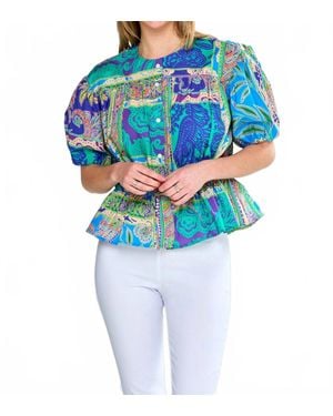 Sara Campbell Laguna Puff Sleeve Blouse - Blue