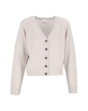 Allude Cropped V-Neck Cashmere Cardigan - White