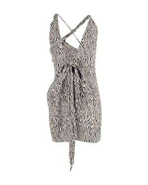 Nanushka Crinkled Crepe Wrap Mini Dress - White