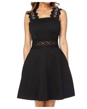 Tori Richard Flirty Short Lace Sleeves Dress - Black