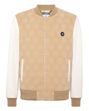 Philipp Plein Varsity Bomber Monogram - Natural