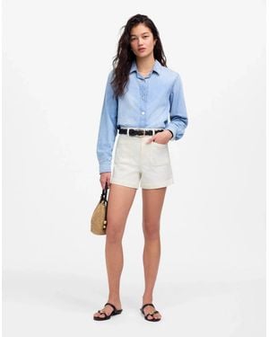 Madewell Emmett Shorts Tile Cotton Stretch Patch Pocket Red1205 - Blue