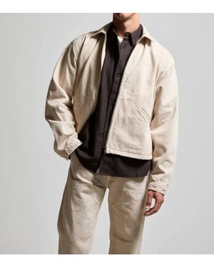 Asher Zed Zip Cotton Twill Harrington Jacket - Natural