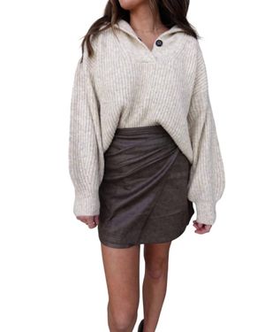 AEMI + CO V-Neck Sweater With Collar - Gray