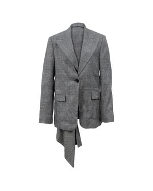 Proenza Schouler Asymmetric Draped Plaid Blazer - Gray