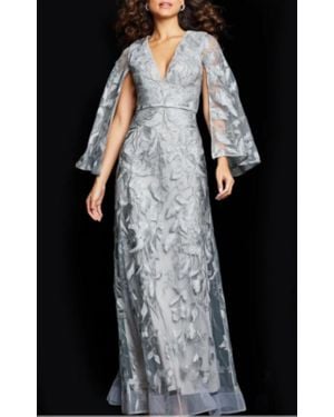 Jovani Cap Sleeve Embroidered Gown - Black