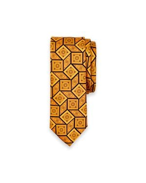 Paul Fredrick Medallion Italian Printed Silk Tie - Metallic
