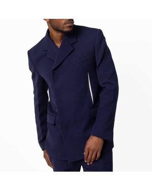 Ferragamo Ferragamo Double Breasted Tailored Blazer Jacket - Blue