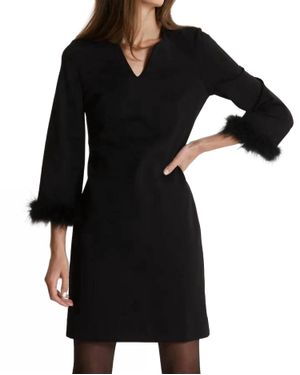 tyler boe Chelsea Ponti Feather Dress - Black
