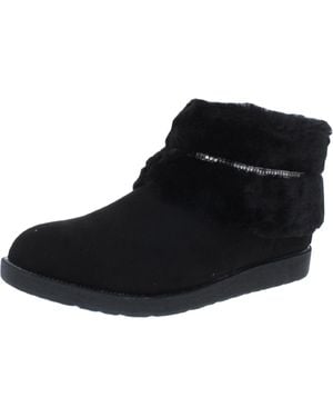Bebe Nayeli Faux Fur Round Toe Ankle Boots - Black