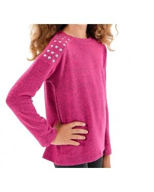 MIA Girls Long Sleeve Studded Sweater - Pink