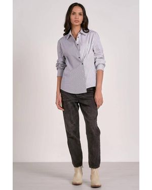 Elan Martha Button Down Top - Gray