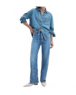 Rag & Bone Phoebe Drawstring Wide Leg Jeans - Blue