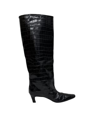 TOTEME Croc-Embossed Knee-High Boots - Black