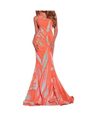 Jovani Beaded Mermaid Gown - Red