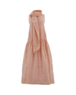 Plan C Long Organza Dress - Natural