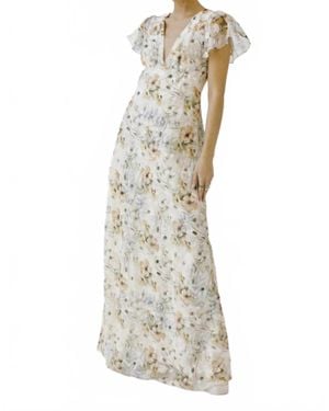 Storia Flutter Sleeve Maxi Dress - White