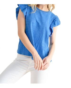 And The Why Going Astray Ruffle Sleeve Tee - Blue