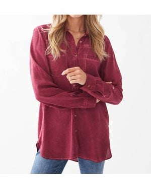 Fdj Pigment Dyed Button Front Shirt - Red