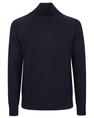 Eleventy Ribbed Dark Virgin Wool Turtleneck - Blue