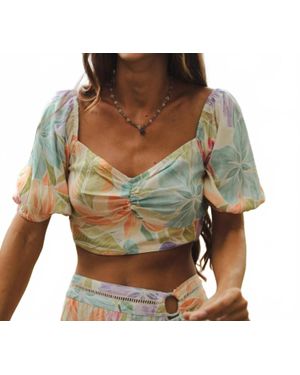 Z & L Europe Glowing Bloom Top - Green